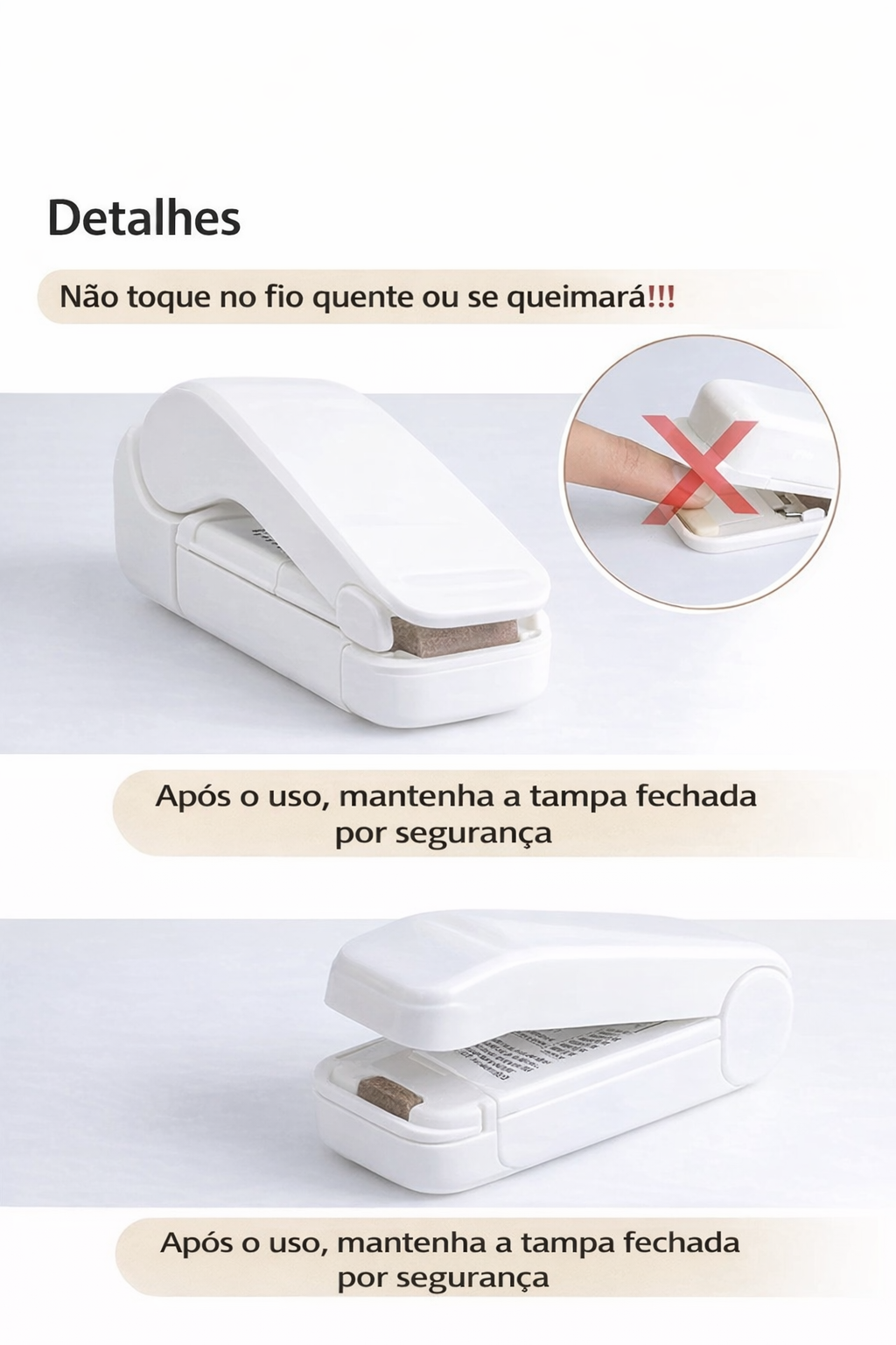 Mini seladora de embalagens térmica portátil